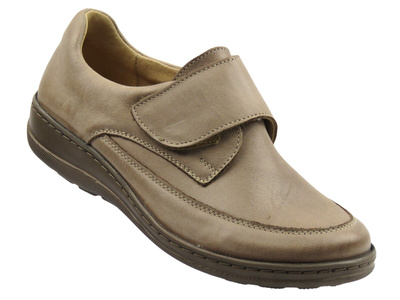 Pohodlné dámské polobotky na suchý zip béžové 2 Helios Komfort 395