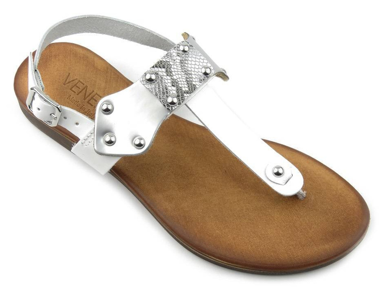 Dámské kožené sandály, žabky - VENEZIA B2 6666, bílá