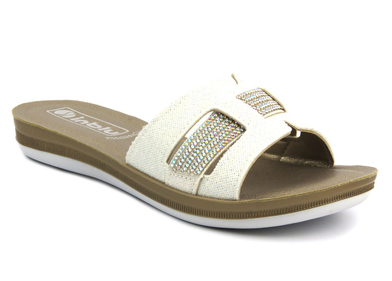 Pohodlné dámské žabky s lesklým svrškem - INBLU BA-50, bílá