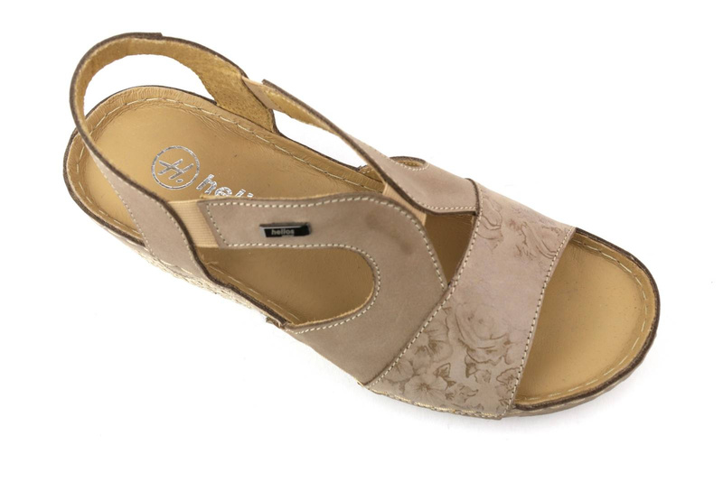 Dámské sandály na klínku - Helios Komfort 108, béžová