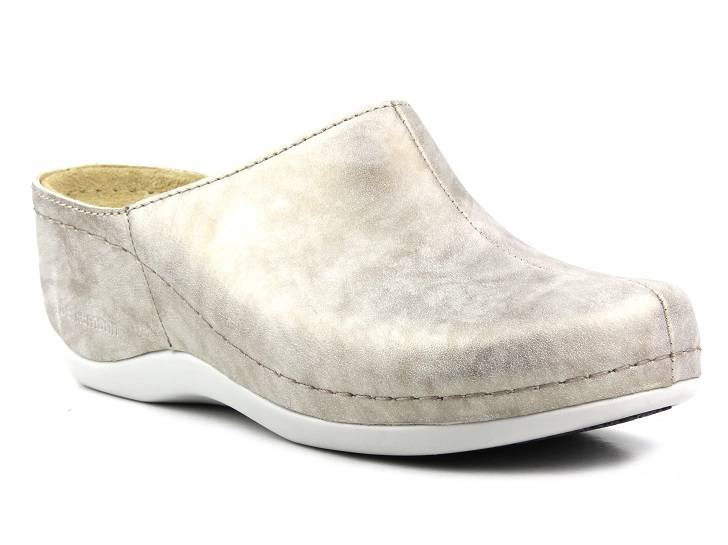 Dámské kožené sandály na klínku - BERKEMANN 01753-611, stříbrné