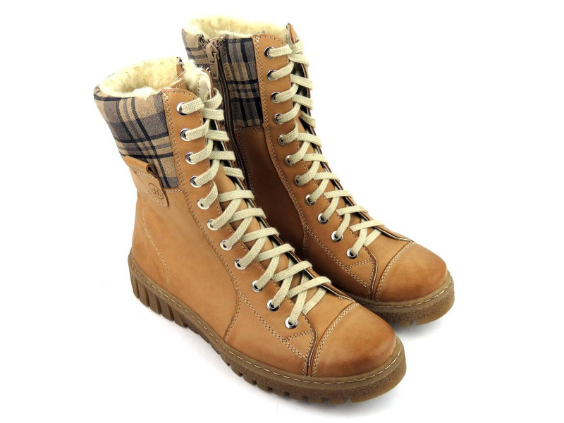 Teplé dámské kozačky na zip - HELIOS Komfort 576, světle hnědé 2