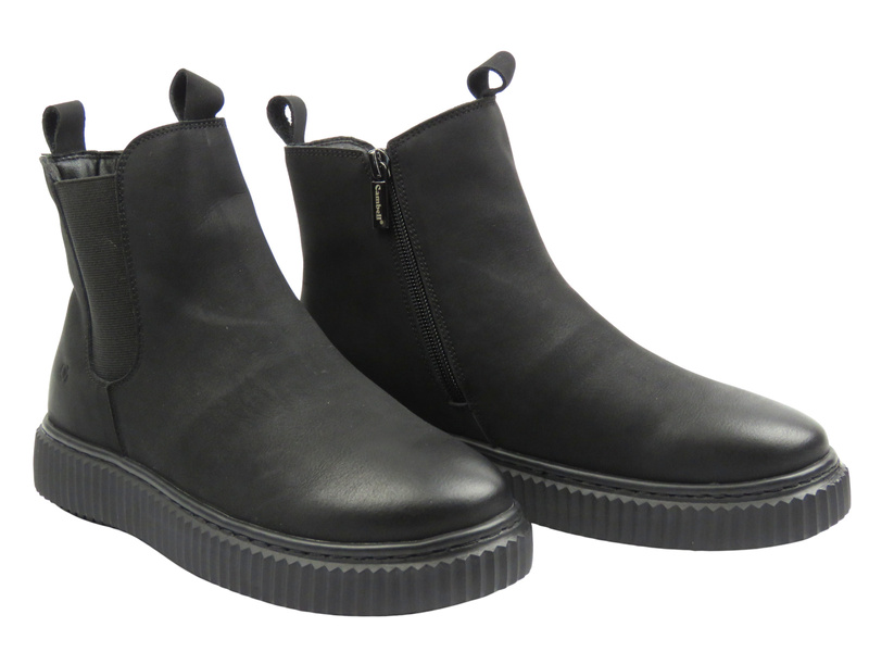 Dámské kožené kotníkové boty černé Cambell 25-19340