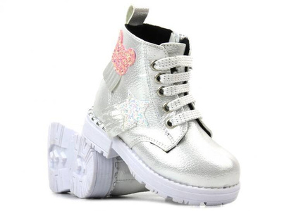 Dětské boty s hvězdou a medvídkem - Navy Dot 22-61060, stříbrná