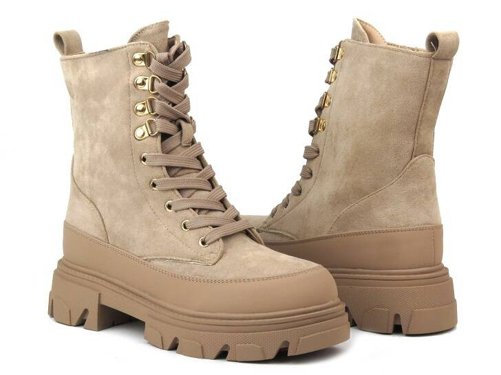 Dámské kotníkové boty z ekologické kůže - Potocki 22-11067, béžová