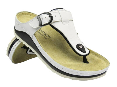 Dámské kožené žabky - BERKEMANN Mila 01351-100, bílé