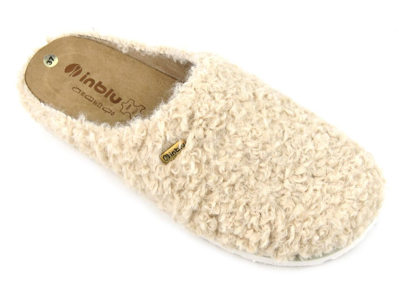 Dámské pantofle s koženou, vyjímatelnou stélkou - INBLU CS-33, béžová