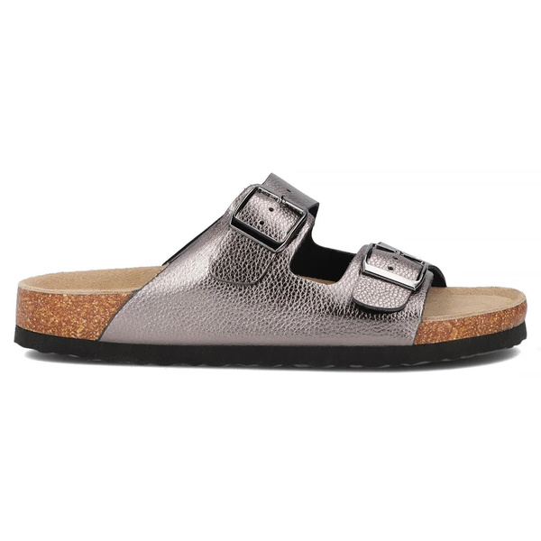 Kožené dámské pantofle s přezkami, metalické Filippo DK7062/25