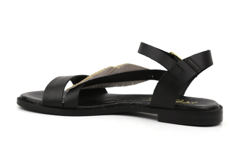 Dámské sandály s ozdobným listem - Agxbut 806, černé