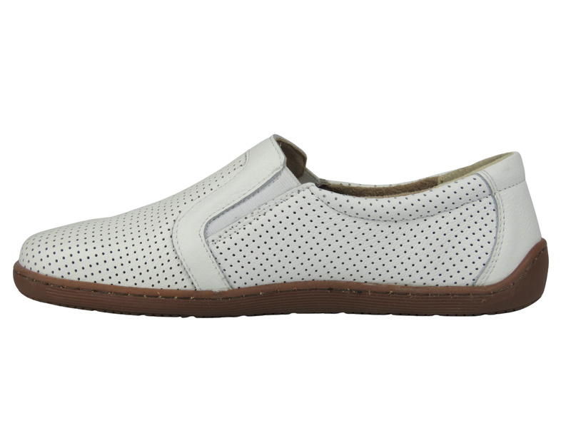 Pohodlné dámské barefoot polobotky z přírodní kůže Helios Komfort 468, bílé