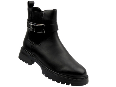 Zateplené dámské kotníkové boty – S. Barski MK52-029, černé