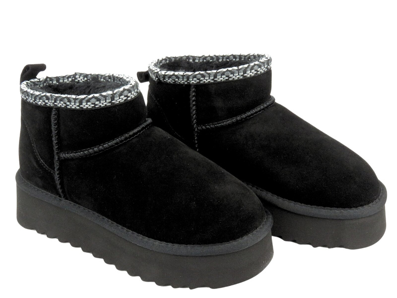 Pohodlné dámské sněhule z měkké kůže - Sokolski Z24-530, černá