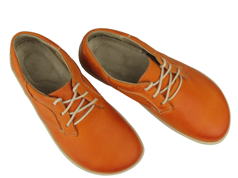 Dámské kožené minimalistické barefoot boty Helios Komfort 715-2B, oranžové