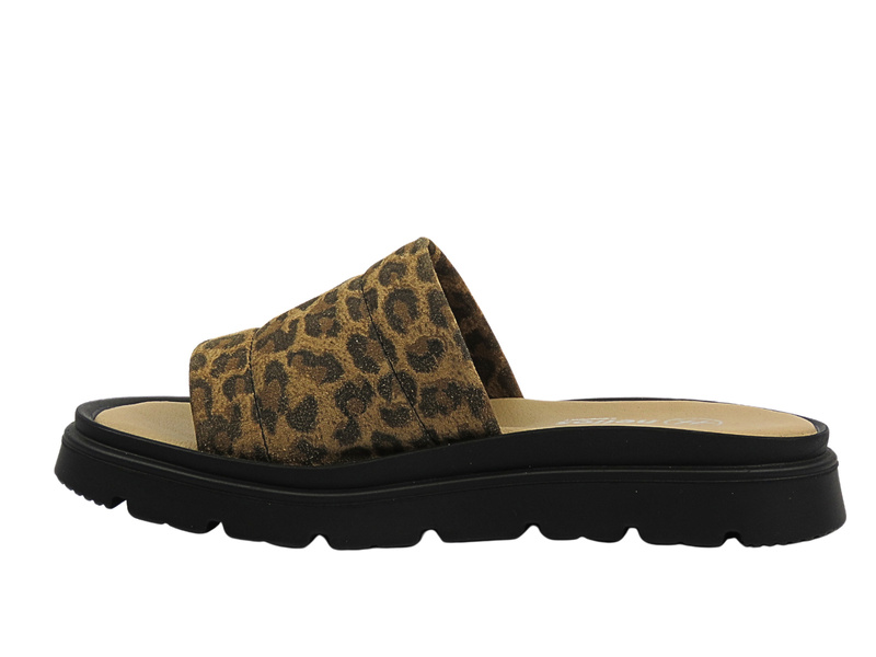 Kožené dámské pantofle hnědé s leopardím vzorem Helios Komfort 156