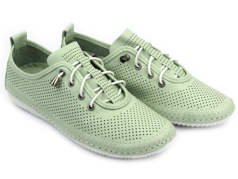 Dámské prolamované boty z přírodní kůže - Artiker 54C0833, zelená