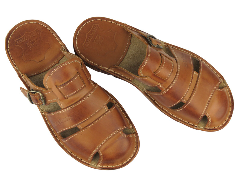 Pohodlné pánské pantofle z přírodní kůže Maximus 041, hnědé