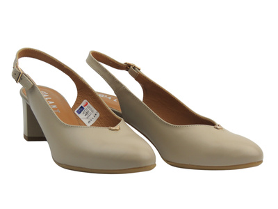 Kožené lodičky na podpatku béžové GALANT 3203