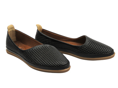 Kožené dámské polobotky polské značky černé Nika Komfort H-478