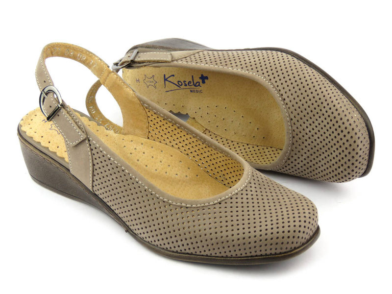 Pohodlné dámské sandály na klínku - Kosela Medic 9282, béžová