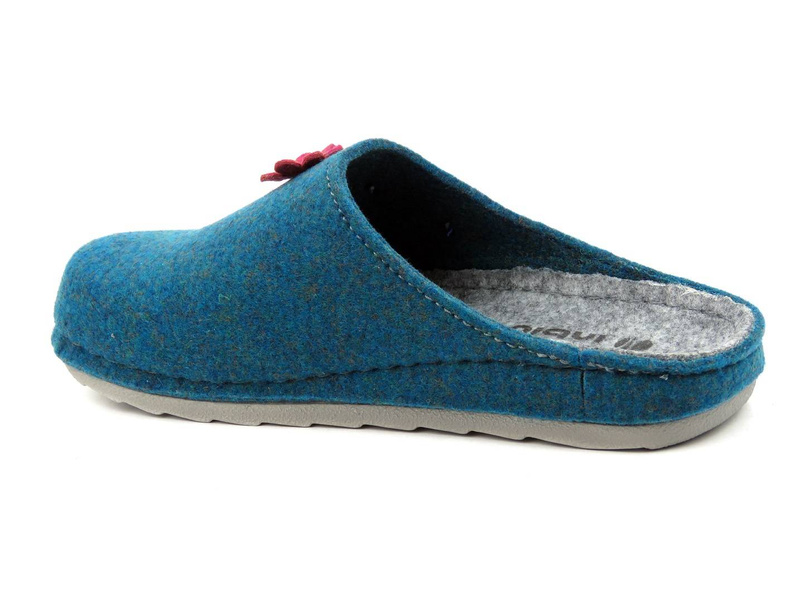 Dámské pantofle z EKO plsti - INBLU UA-34, modré s květy