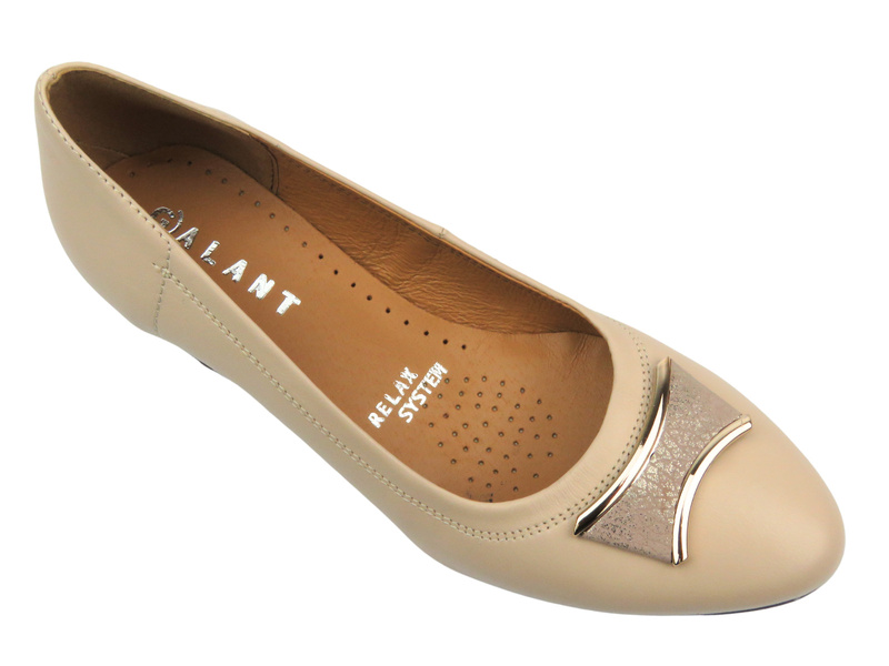 Kožené lodičky na podpatku – GALANT 3013, béžové