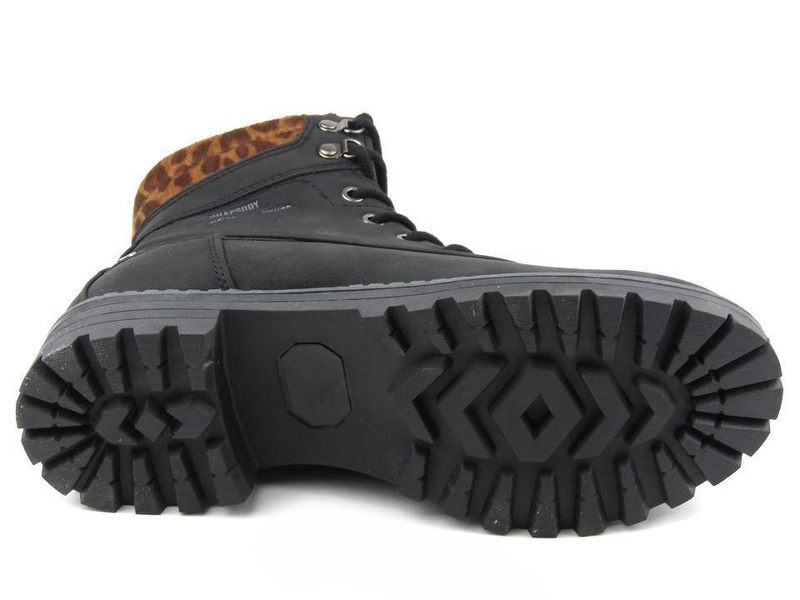 Dámské kozačky AMERICAN CLUB RH53/19, černé s leopardím potiskem