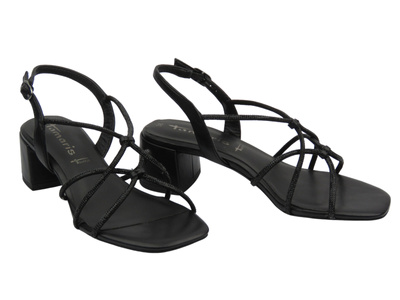 Elegantní dámské sandály na podpatku černé Tamaris 1-28236-42