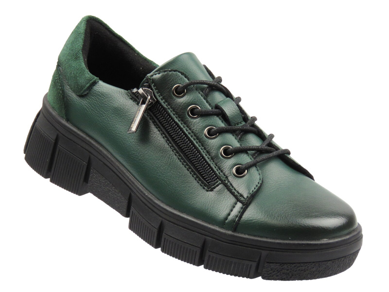 Zelené kožené dámské polobotky Cambell 25‑19305