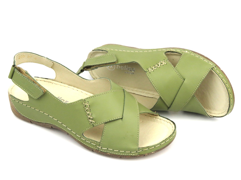 Dámské kožené sandály se zkříženými pásky - HELIOS Komfort 229-1, černé