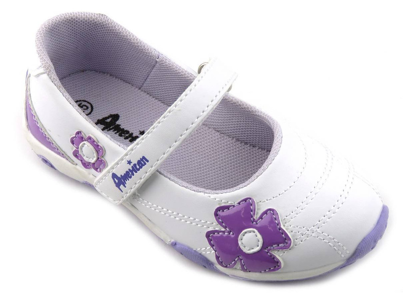 Dětské boty, dívčí baleríny American Club A39010, bílá a fialová