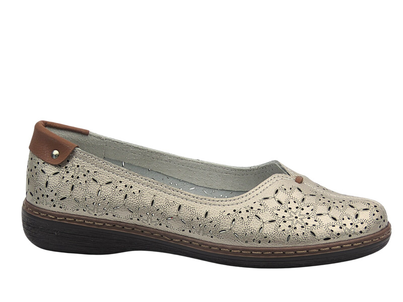 Kožené polobotky/baleríny dámské zlaté Evento 25PB17‑8357