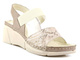 Kožené dámské sandály na klínku - HELIOS Komfort 118, ecru