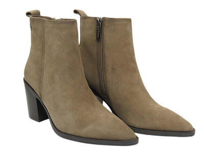 Dámské kotníkové boty na podpatku - Carmela 161895, béžové na zip