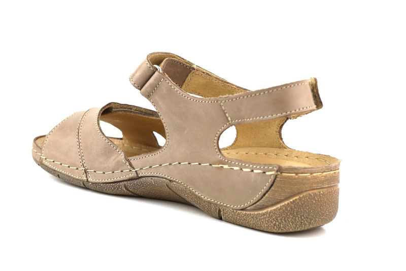 Pohodlné dámské kožené sandály - HELIOS Komfort 106, béžová
