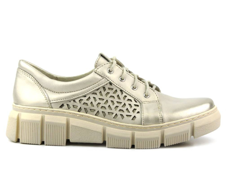 Pohodlná dámská kožená obuv - Helios Komfort 375S, zlatá