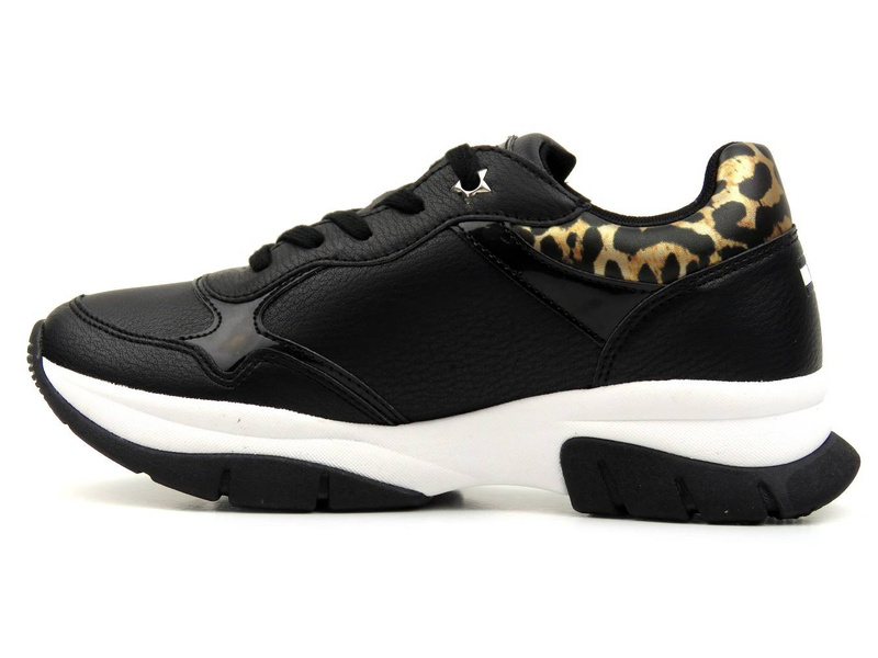 Sportovní boty, dámské tenisky - TOMMY HILFIGER T3A4-31173-1242999, černé s leopardím potiskem