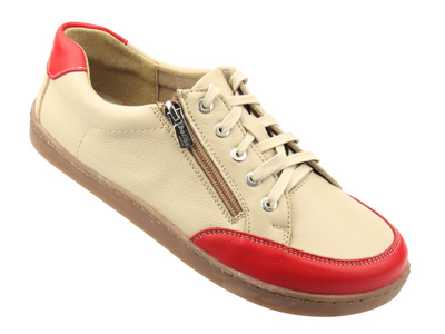 Barefoot kožené minimalistické dámské polobotky Helios Komfort 470, červené