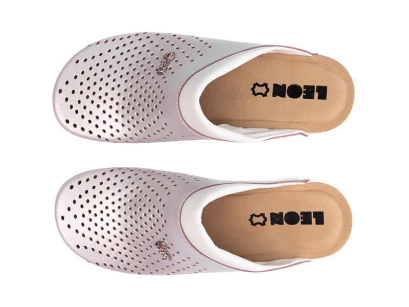 Kožené dámské pantofle perleťové Leon 3400