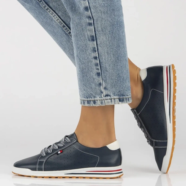 Dámské tmavě modré kožené polobotky Filippo DP3509