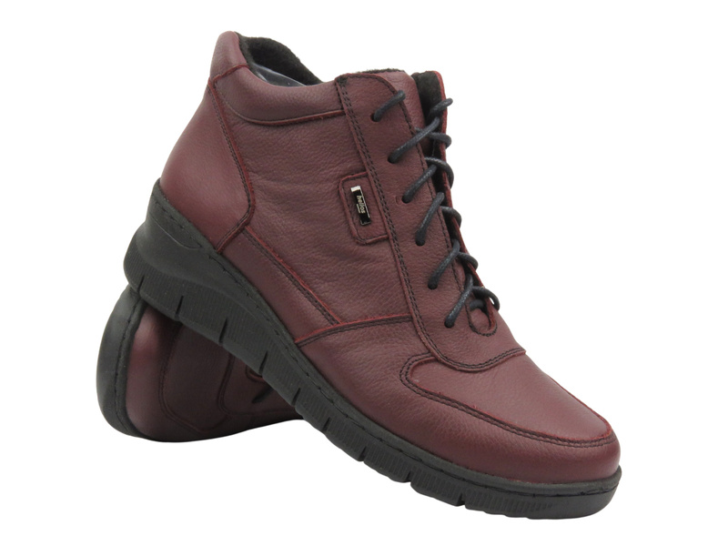 Dámské kožené kotníkové boty od polského výrobce - HELIOS Komfort 543, tmavě třešňové