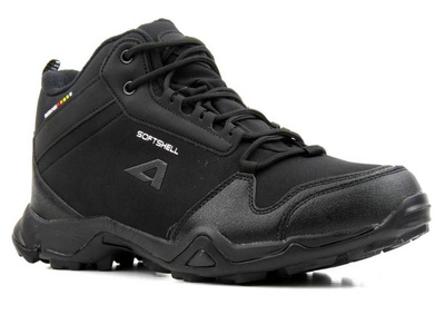 Pánské vysoké trekingové kalhoty z tkaniny SoftShell - AMERICAN CLUB WT63/21(22), černé