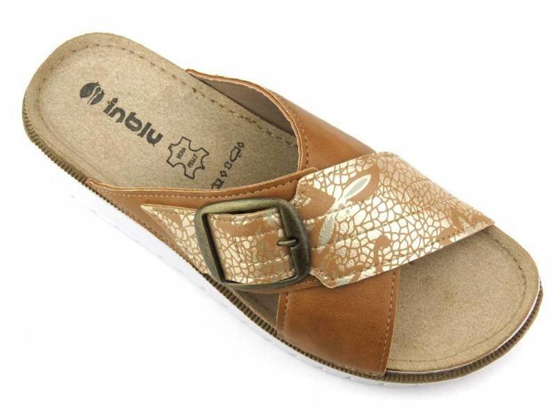 Dámské žabky s přezkou - INBLU CN-32, hnědé
