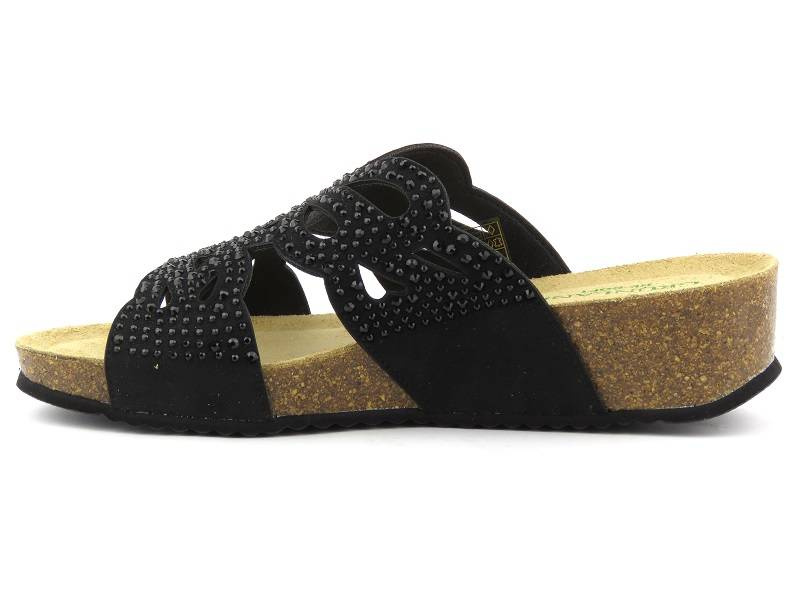 Dámské žabky s koženou vsadkou - GRUNLAND CB2999-70, černá