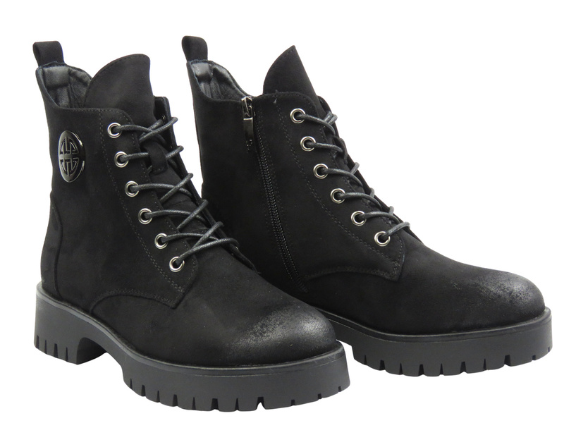 Černé zateplené dámské kotníkové boty Potocki 25-12672