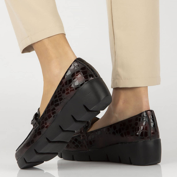 Kožené boty, dámské mokasíny na klínku - Filippo DP4128/23, vínová