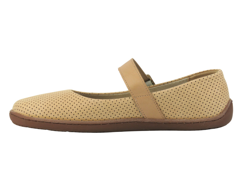 Barefoot kožené minimalistické dámské polobotky Nika Komfort 1445, béžové