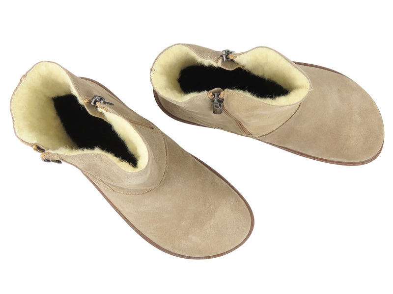Pohodlné dámské barefoot kotníkové boty z přírodní kůže Helios Komfort 5006, ecru