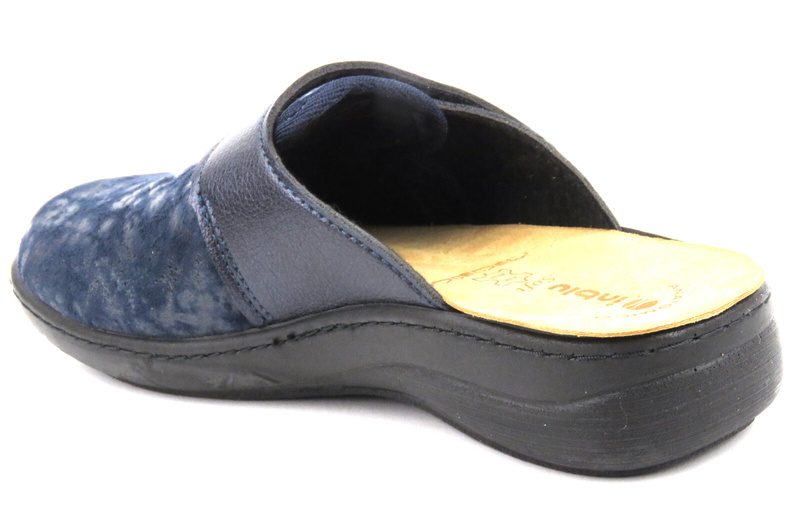 Dámské pantofle s koženou vsadkou - INBLU PB-22, tmavě modrá