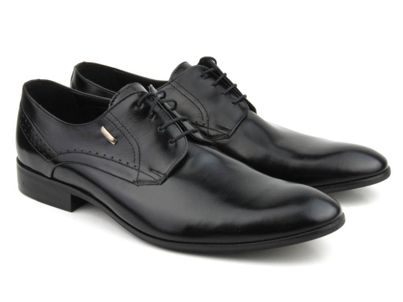 Kožená pánská společenská obuv - CONHPOL 3611-0017, černá