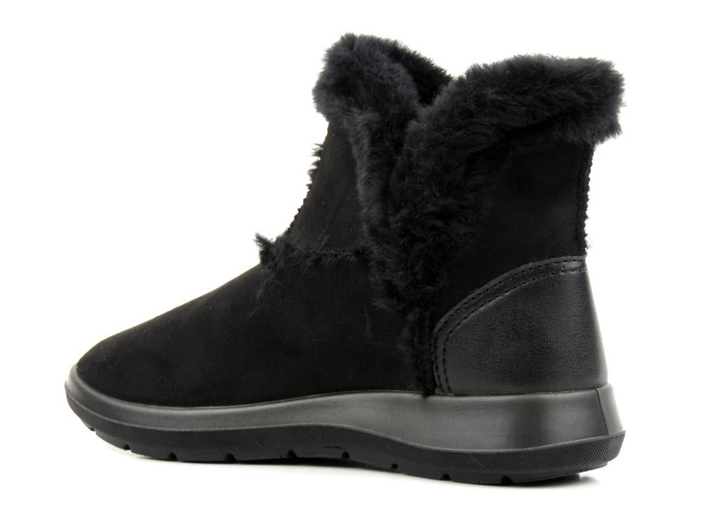 Teplé dámské kotníkové boty a la emu - Befado Dr Orto Casual 156D903, černé s kožíškem